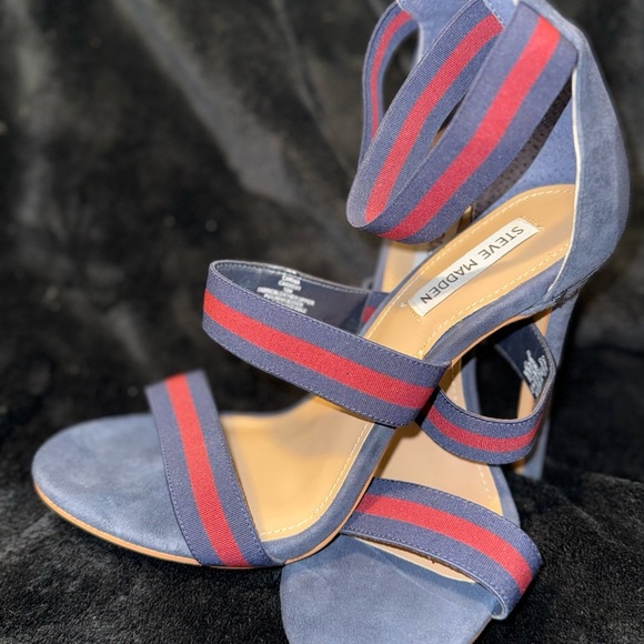 Steve Madden Blue and Red Heeled Sandals - Picture 8 of 14